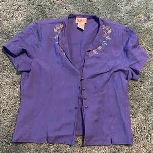 Vintage Embroidered & Beaded Blouse Top